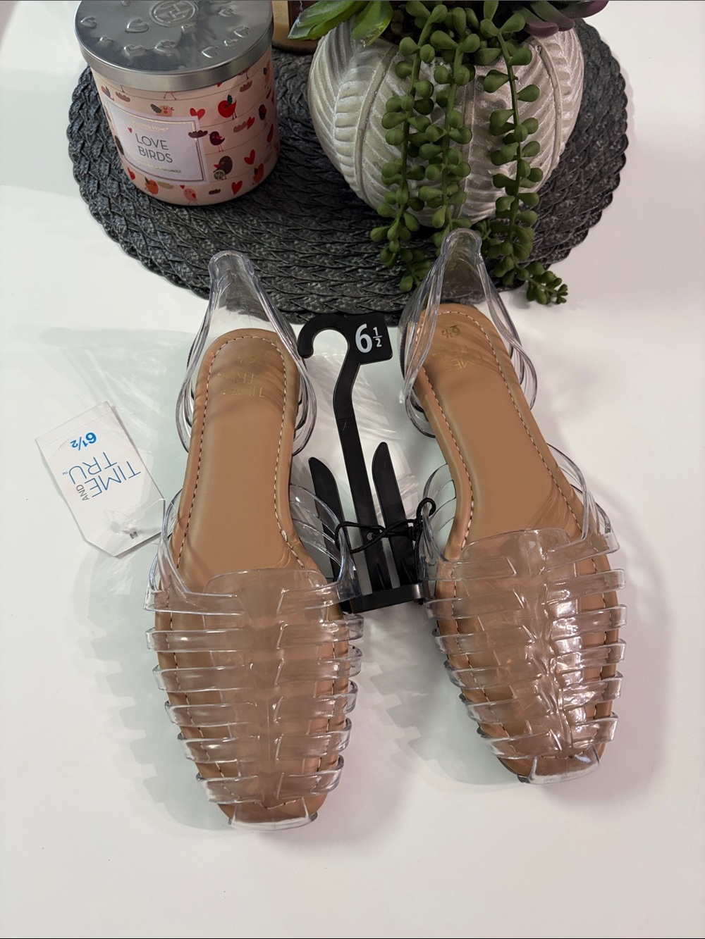 Clear Strappy Jelly Flats